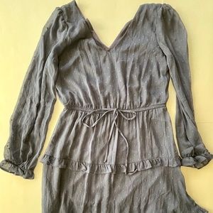 Macys BCX denim colored dress with dots and metallic pattern, size large NWT
